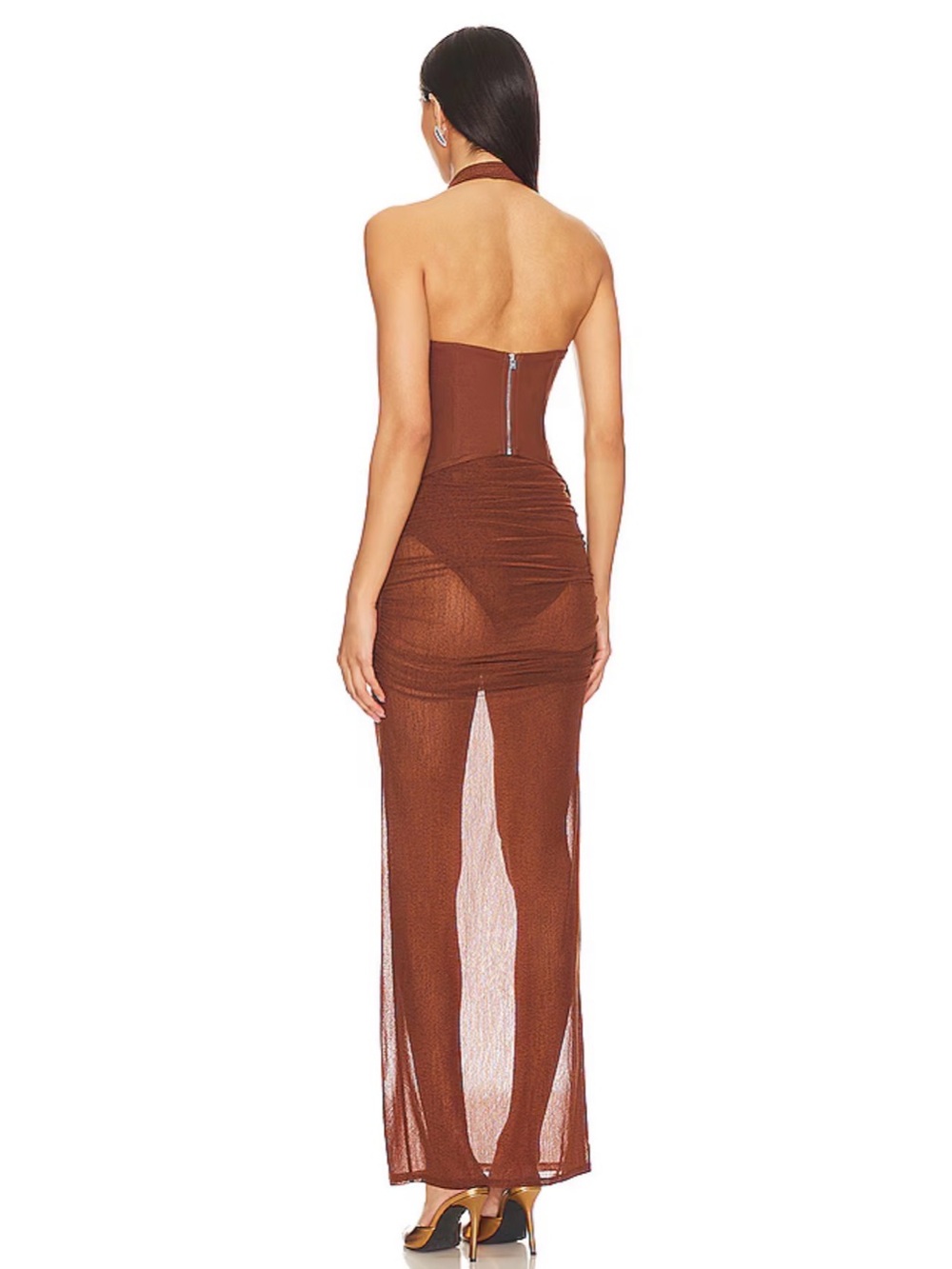 Camila Coelho Carolina Midi Dress in Brown - XS - Picture 2 of 6